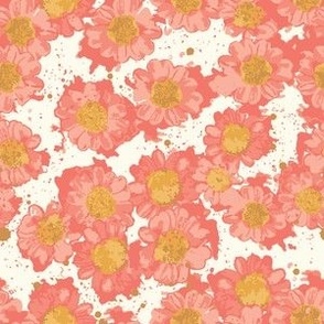 6”rpt-Here Comes the Sun with Coral Pink and yellow on a Cream Background. Additional sizes and colors available. 