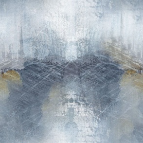 Serene Foggy Morning Abstract in Blues, Greys, and Mustard small