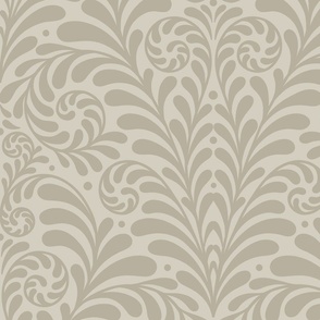 Damask Morris Fern jumbo 24 wallpaper scale in sage grey by Pippa Shaw