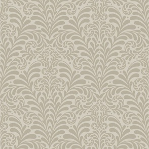 Damask Morris Fern XL 12 wallpaper scale in sage grey by Pippa Shaw