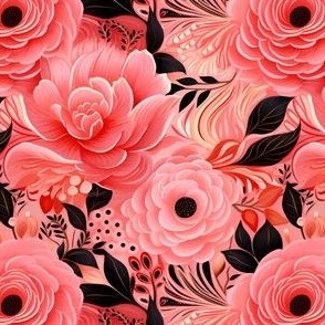 Pink & Black Floral - medium