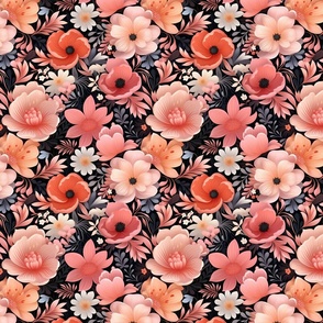 Pink, Orange & Ivory Floral - large