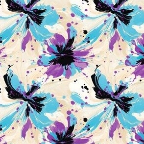 Blue, Purple & Black Abstract Floral - small