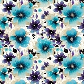 Blue, Purple & Black Floral - small