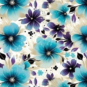 Blue, Purple & Black Floral - medium