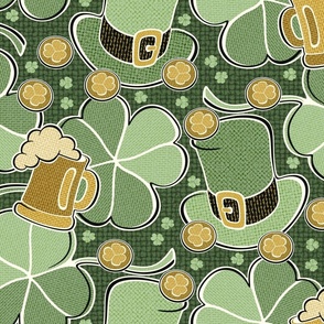 St. Patty's Day Beer & Cheer, Large Scale - Grass Green, Gold, Black