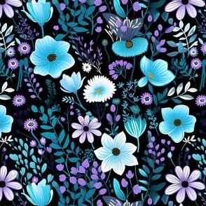 Blue & Purple Floral - medium