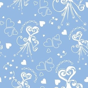 Valentine's Day hearts white on baby blue 8''