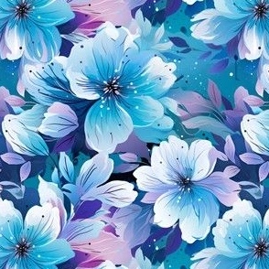 Blue & White Floral - medium