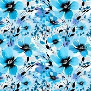 Blue & Black Floral - small