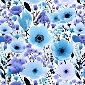Blue & Purple Floral - medium