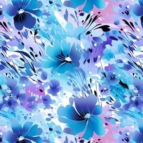 Blue, Purple & Black Floral - medium