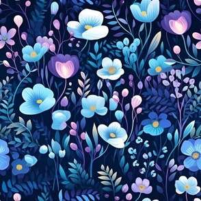 Blue & Purple Floral - large