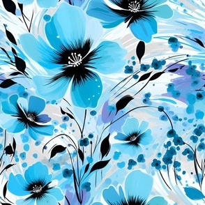 Blue & Black Floral - large