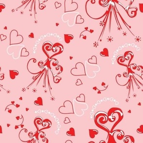 Valentine's Day hearts red on blush 8''