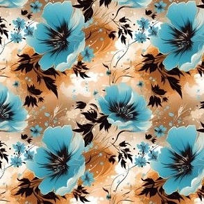 Blue, Brown & Black Floral - small
