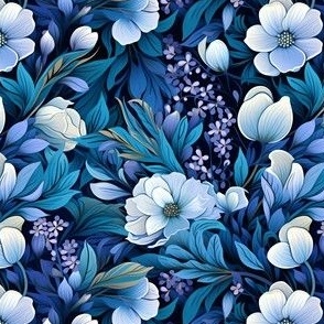 Blue Floral - medium
