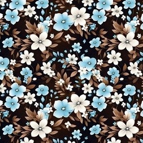 Blue, Ivory & Brown Floral - small