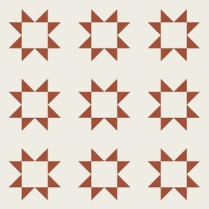 Small Star Quilt Block | Burnt Clay on Cream Cheater Quilt