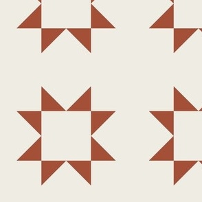 Star Quilt Block | Burnt Clay on Cream Cheater Quilt