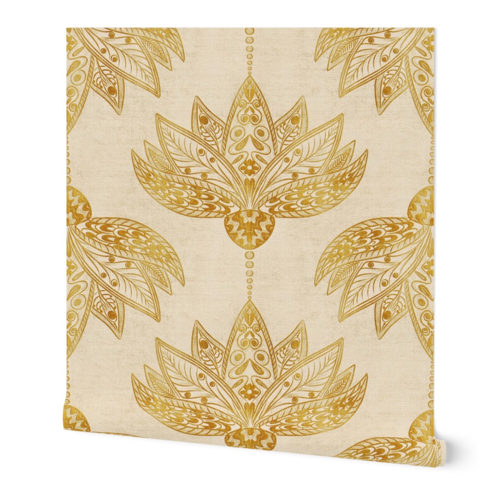 Gold Lotus Mandala Flower Vintage Luxe Glam Floral