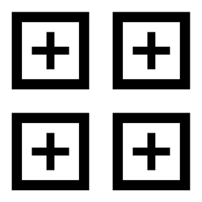 Geometric Tiled Black Square and Cross on White Block Print- Large