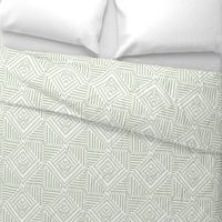 soft moss green  geometric pattern on white - small scale