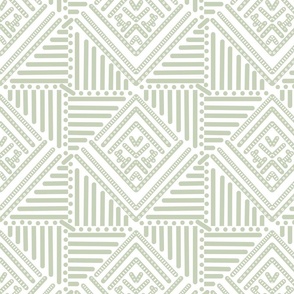 soft moss green  geometric pattern on white - small scale