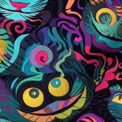 cheshire cat in psychedelic grooviness