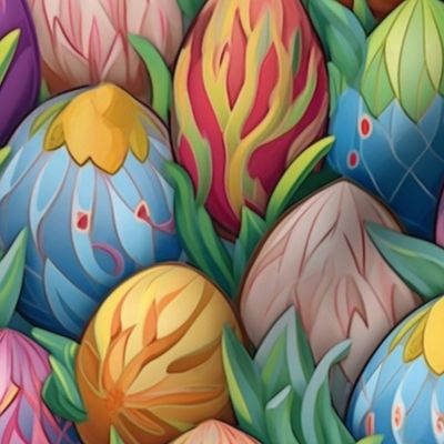 easter eggs in pastel grass glory