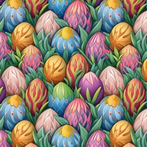 easter eggs in pastel grass glory