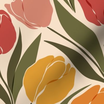 large // abstract tulip field // sunset palette on cream