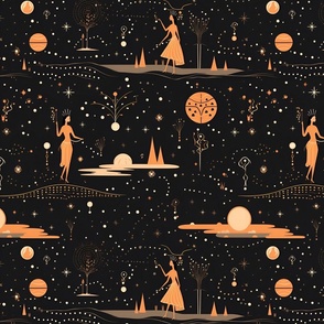 Mid Century Modern Mythical Celestial Goddesses 