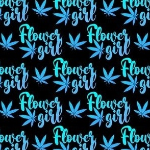 Marijuana Flower Girl Blue on Black