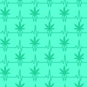 Marijuana Leaf Heartbeat Teal Mint