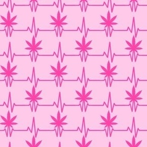 Marijuana Leaf Heartbeat Pink