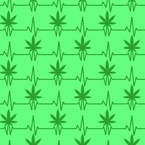 Marijuana Leaf Heartbeat Green
