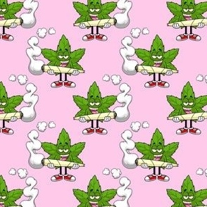 Marijuana Leaf Man Holding Joint Pink