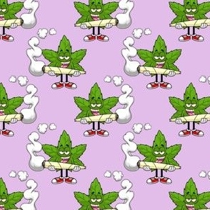 Marijuana Leaf Man Holding Joint Purple