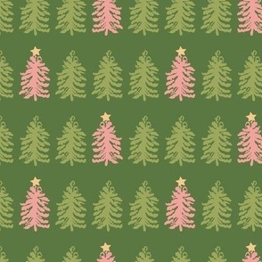 Christmas Trees w/ medium green background