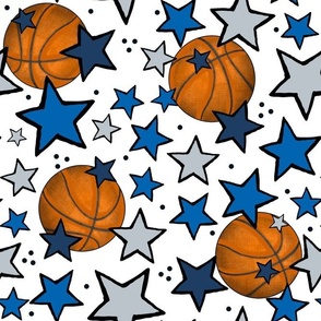 Large Scale Team Spirit Basketball with Stars in Dallas Mavericks Blue Navy and Silver Grey