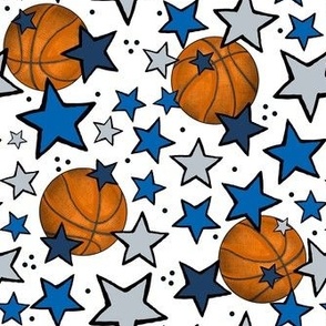 Medium Scale Team Spirit Basketball with Stars in Dallas Mavericks Blue Navy and Silver Grey