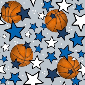Large Scale Team Spirit Basketball with Stars in Dallas Mavericks Blue Navy and Silver Grey 