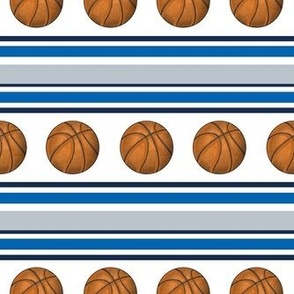 Medium Scale Team Spirit Basketball Sporty Stripes in Dallas Mavericks Navy Blue and Silver Grey
