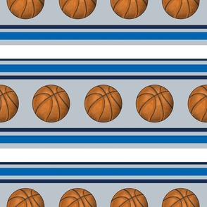Large Scale Team Spirit Basketball Sporty Stripes in Dallas Mavericks Navy Blue and Silver Grey