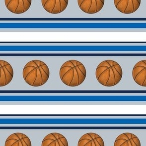 Medium Scale Team Spirit Basketball Sporty Stripes in Dallas Mavericks Navy Blue and Silver Grey
