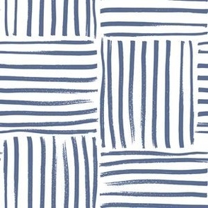 Large scale hand drawn geometric weave stripe block in Benjamin Moore Blue Nova 825 - Color of the Year 2024.