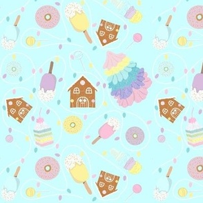 Candy Pastel Christmas with Blue Background 