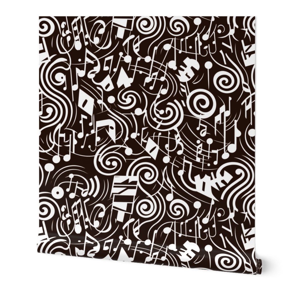 Abstract White and Black Musical Notes