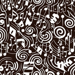 Abstract White and Black Musical Notes